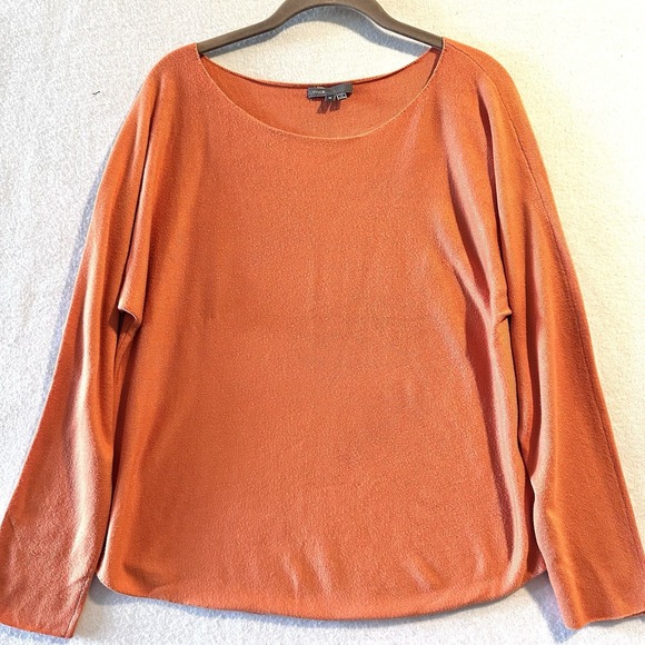 Vince M Medium Cashmere Orange Dolman Boatneck Sweater - Picture 1 of 8